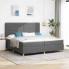 Łóżko z sprężyną LED Ciemnoszary 200 x 200 cm tkanina