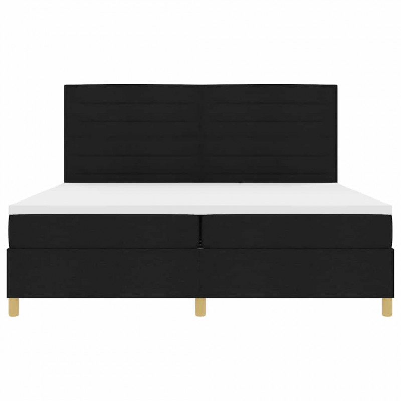 Łóżko z sprężyną LED z materacem Czarny 200 x 200 cm tkanina