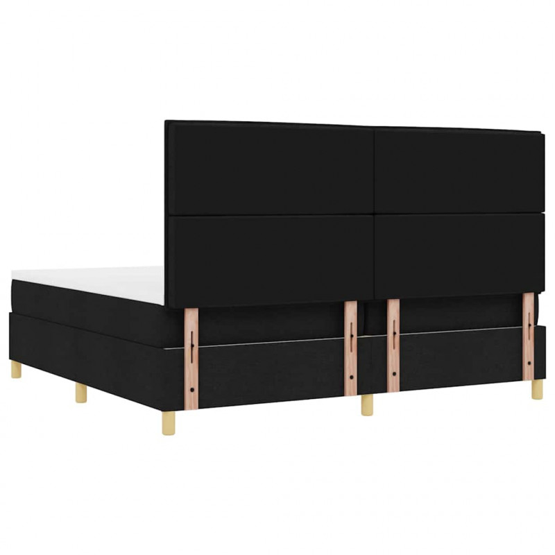 Łóżko z sprężyną LED z materacem Czarny 200 x 200 cm tkanina
