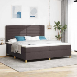 Łóżko z sprężyną LED Ciemny brąz 200 x 200 cm tkanina