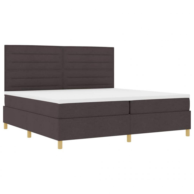 Łóżko z sprężyną LED Ciemny brąz 200 x 200 cm tkanina