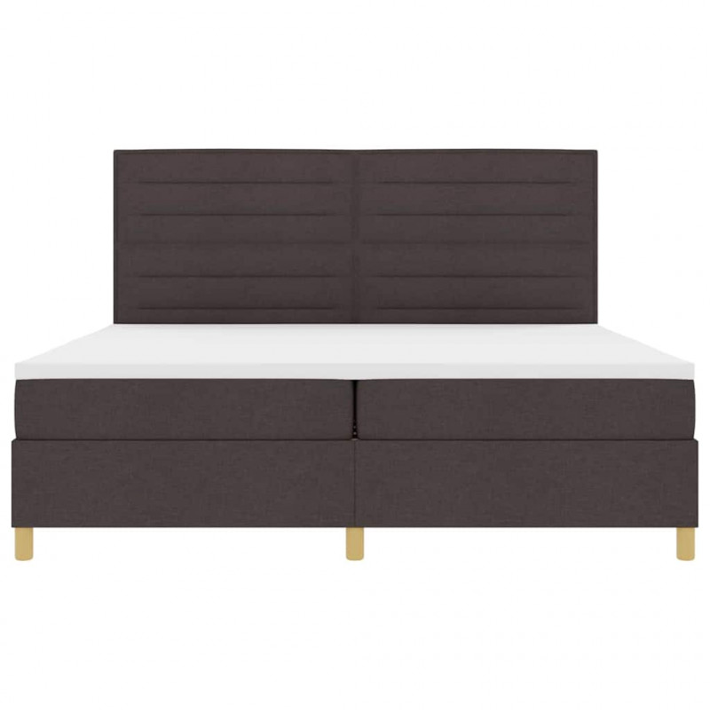 Łóżko z sprężyną LED Ciemny brąz 200 x 200 cm tkanina