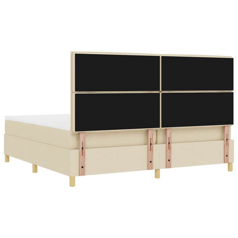 Łóżko z sprężyną LED z materacem Kremowy 200 x 200 cm tkanina