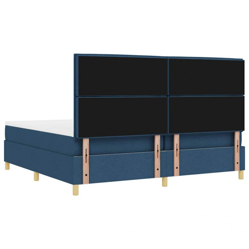 Łóżko z sprężyną LED z materacem Niebieski 200 x 200 cm tkanina