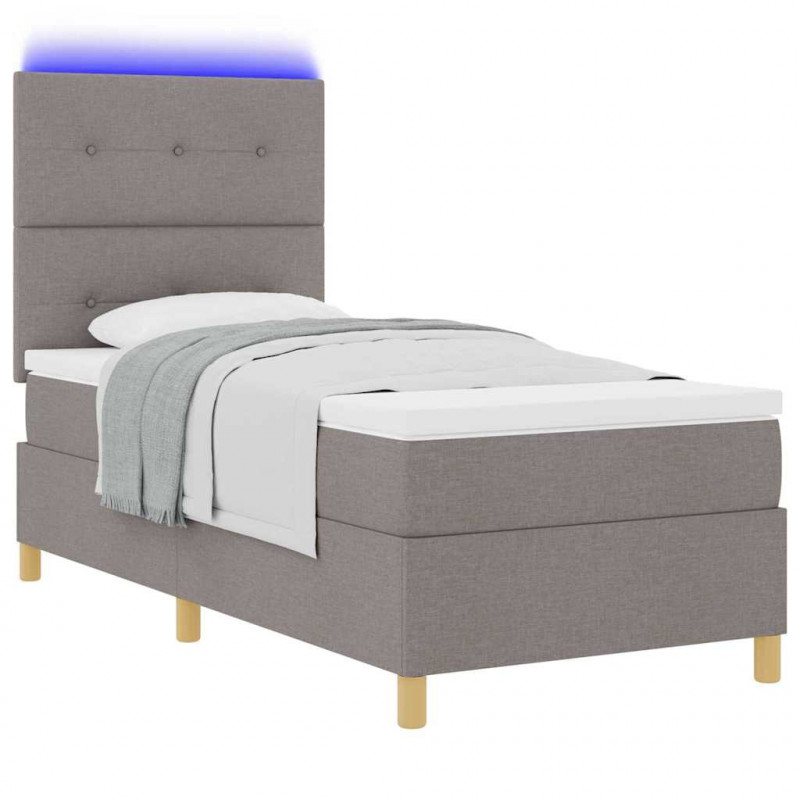 Łóżko z sprężyną LED Ciemnoszary 80 x 200 cm tkanina
