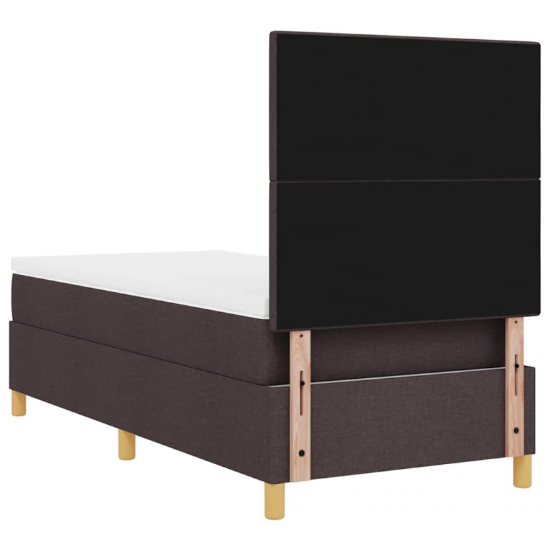 Łóżko z sprężyną LED Ciemny brąz 90 x 190 cm tkanina