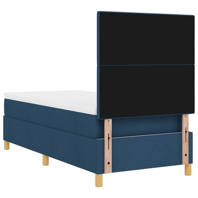 Łóżko z sprężyną LED z materacem Niebieski 90 x 190 cm tkanina