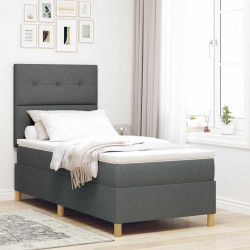 Łóżko z sprężyną LED Ciemnoszary 90 x 200 cm tkanina