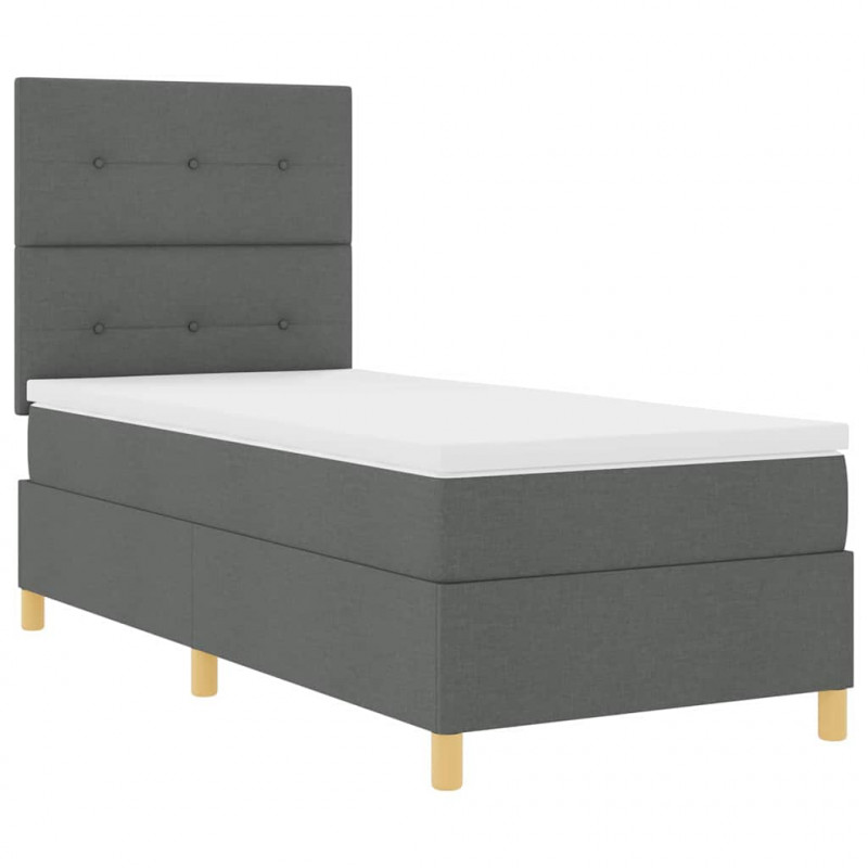 Łóżko z sprężyną LED Ciemnoszary 90 x 200 cm tkanina
