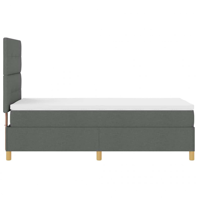 Łóżko z sprężyną LED Ciemnoszary 90 x 200 cm tkanina