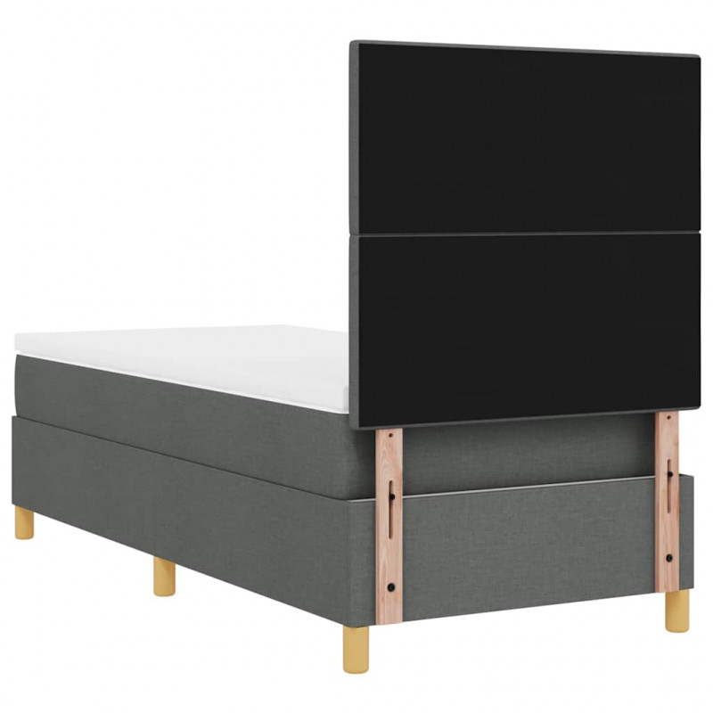 Łóżko z sprężyną LED Ciemnoszary 90 x 200 cm tkanina