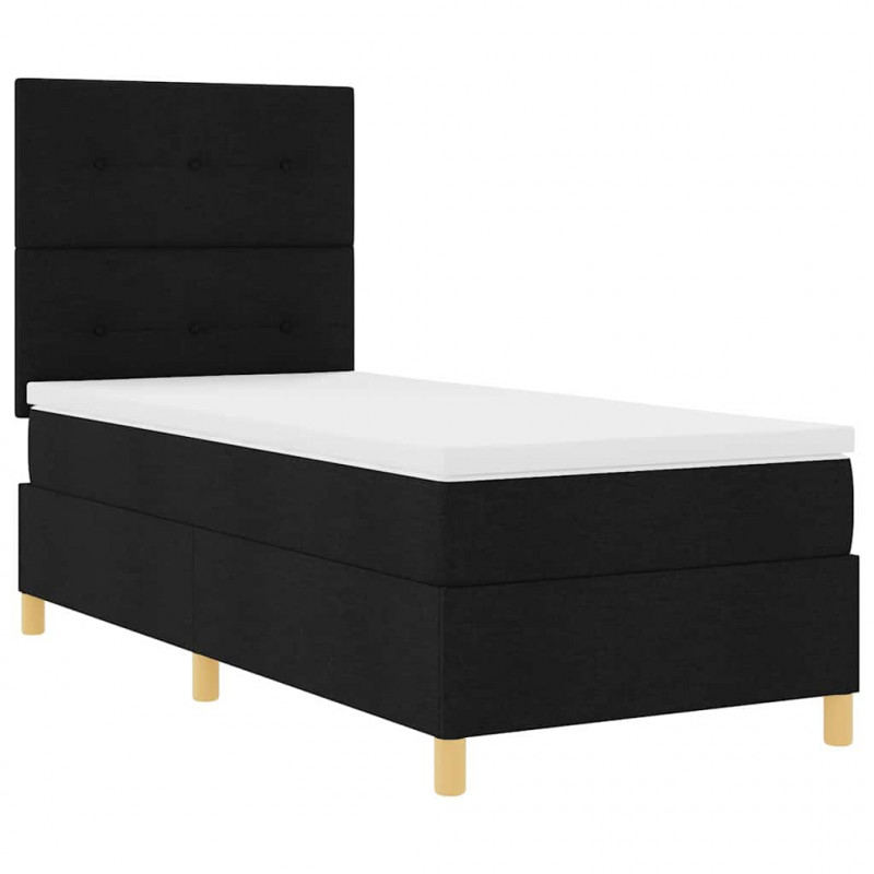 Łóżko z sprężyną LED z materacem Czarny 90 x 200 cm tkanina