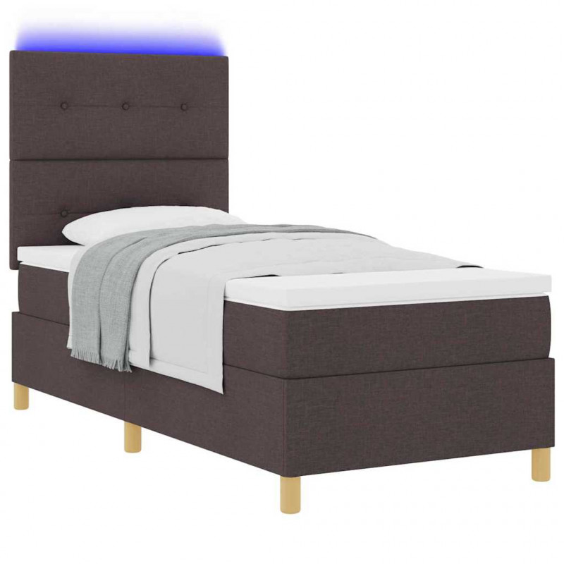 Łóżko z sprężyną LED Ciemny brąz 90 x 200 cm tkanina