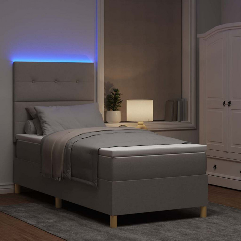 Łóżko z sprężyną LED Ciemnoszary 90 x 200 cm tkanina