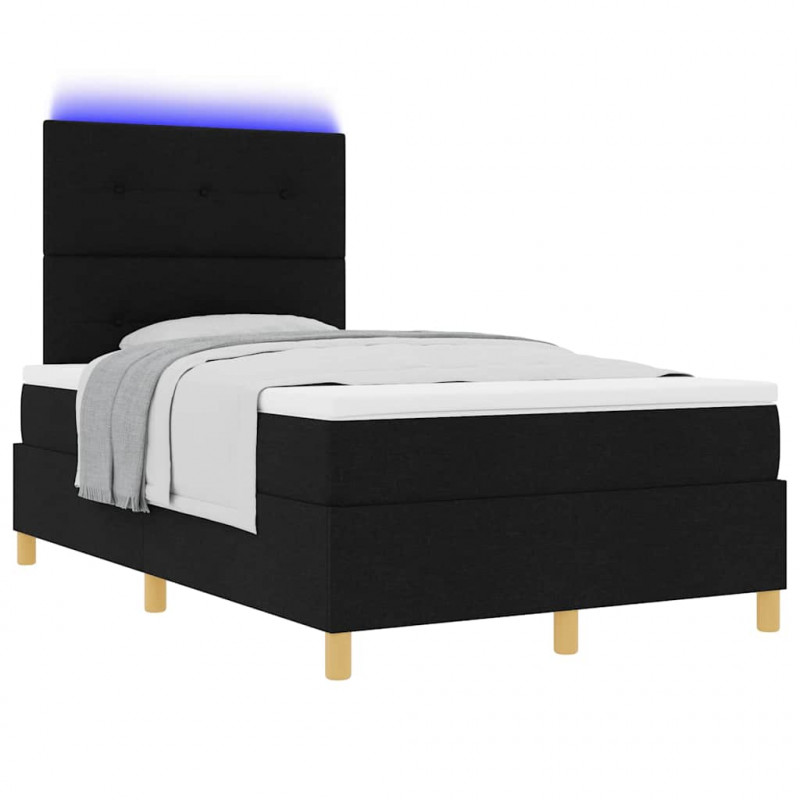 Łóżko z sprężyną LED z materacem Czarny 120 x 190 cm tkanina