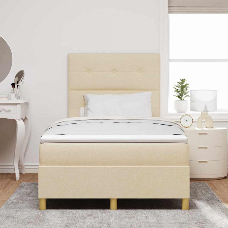 Łóżko z sprężyną LED z materacem Kremowy 120 x 190 cm tkanina