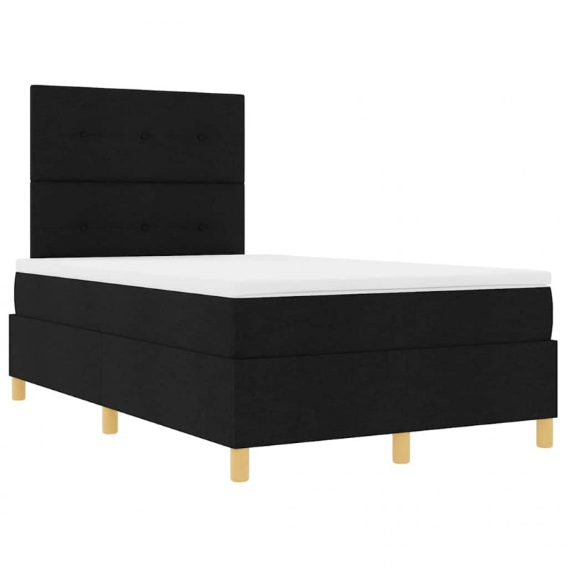 Łóżko z sprężyną LED z materacem Czarny 120 x 200 cm tkanina