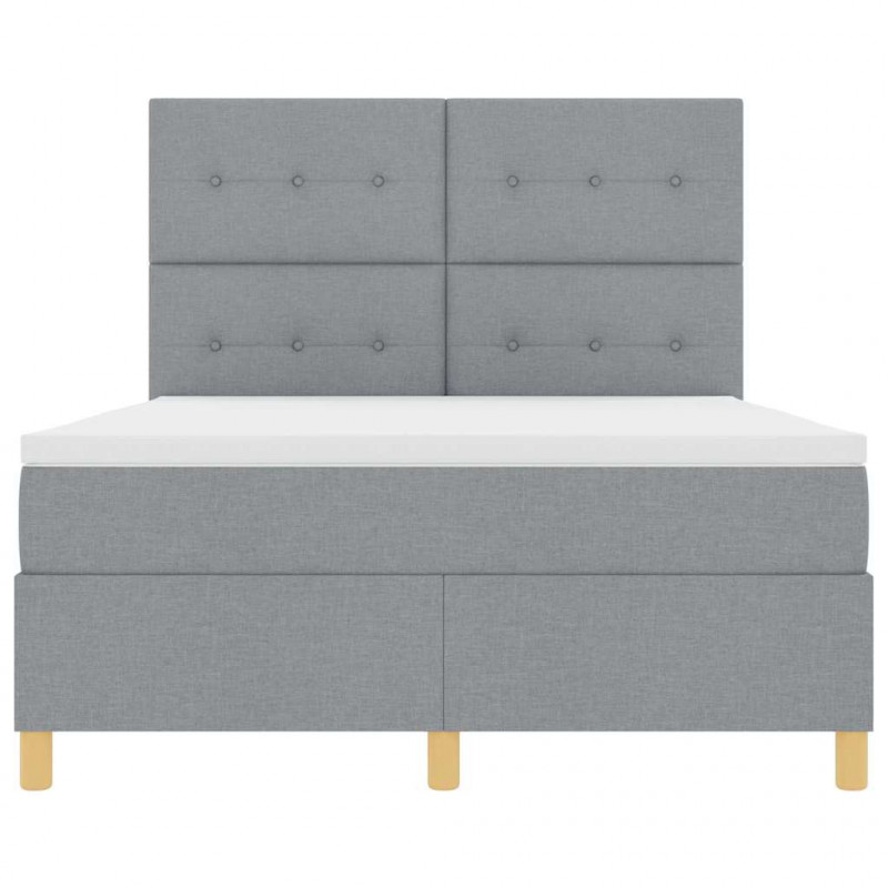 Łóżko z sprężyną LED Jasnoszary 140 x 190 cm tkanina