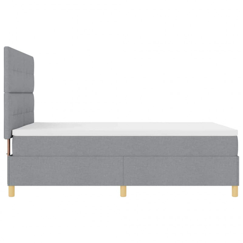 Łóżko z sprężyną LED Jasnoszary 140 x 190 cm tkanina