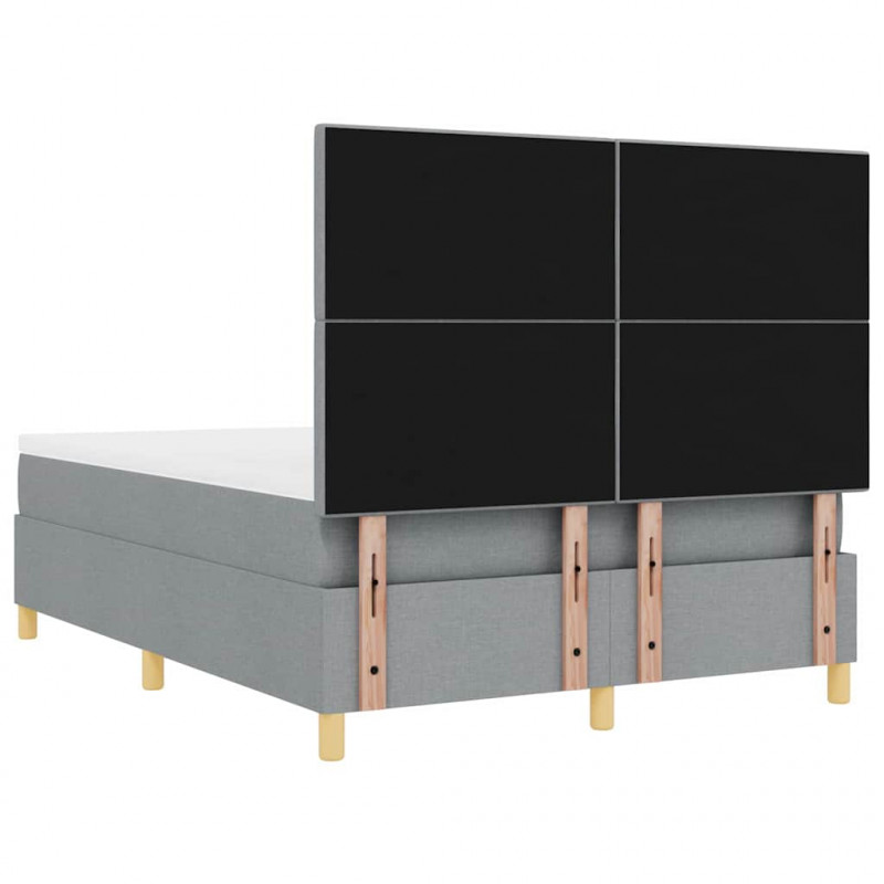 Łóżko z sprężyną LED Jasnoszary 140 x 190 cm tkanina