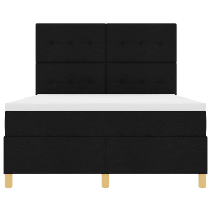 Łóżko z sprężyną LED z materacem Czarny 140 x 190 cm tkanina