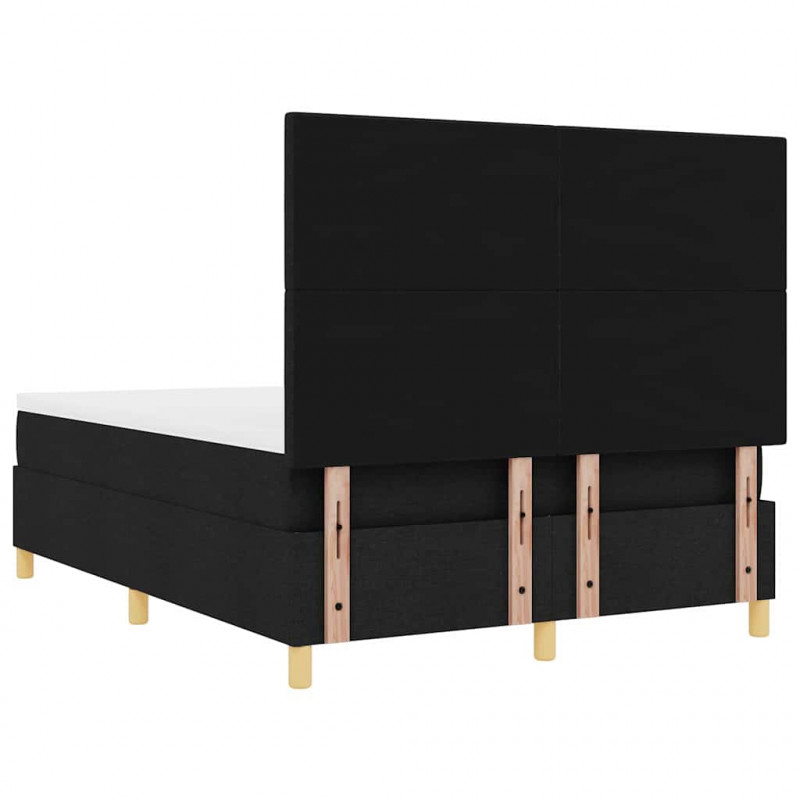 Łóżko z sprężyną LED z materacem Czarny 140 x 190 cm tkanina