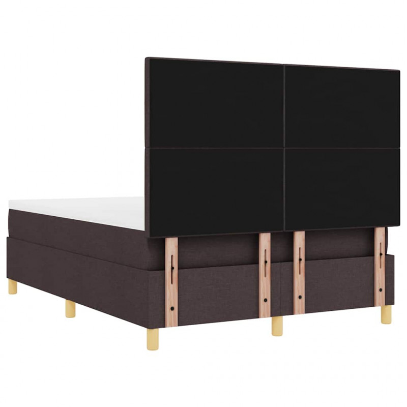 Łóżko z sprężyną LED Ciemny brąz 140 x 200 cm tkanina