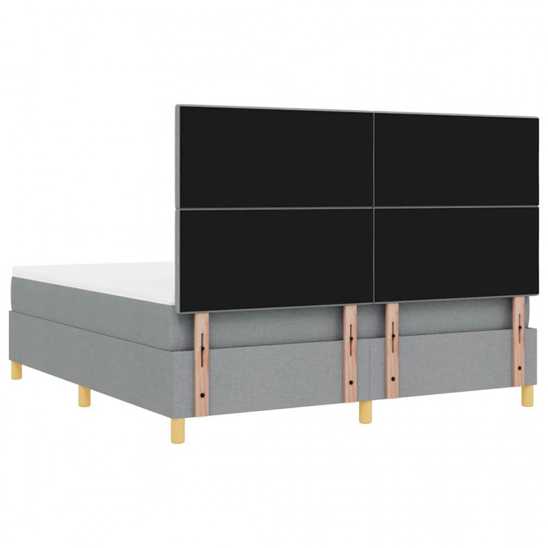 Łóżko z sprężyną LED Jasnoszary 180 x 200 cm tkanina