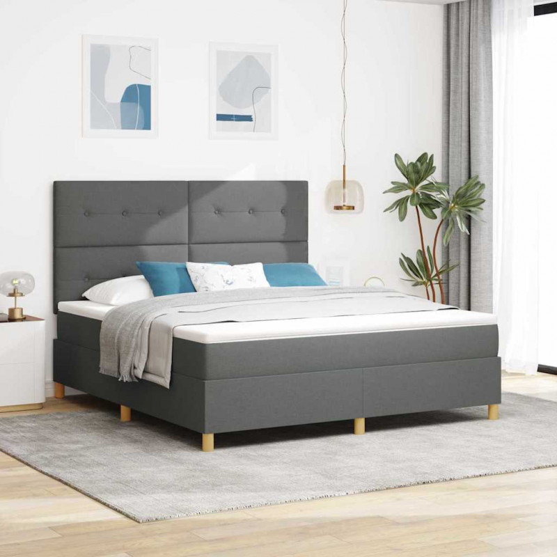 Łóżko z sprężyną LED Ciemnoszary 180 x 200 cm tkanina