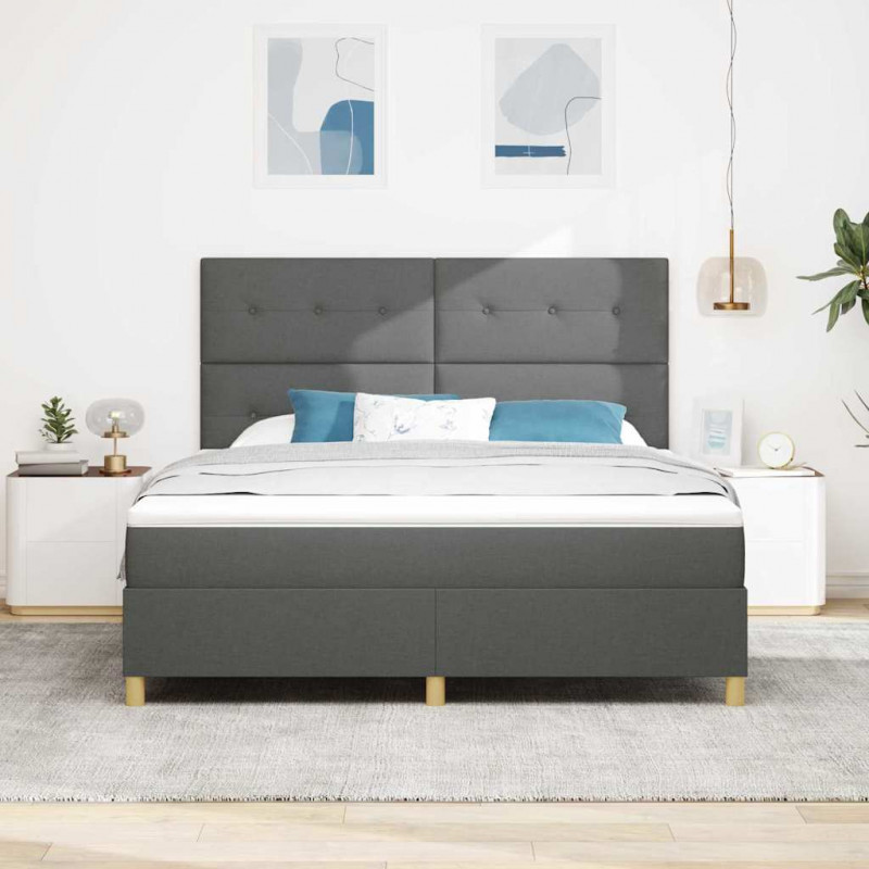 Łóżko z sprężyną LED Ciemnoszary 180 x 200 cm tkanina