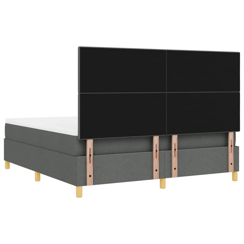 Łóżko z sprężyną LED Ciemnoszary 180 x 200 cm tkanina