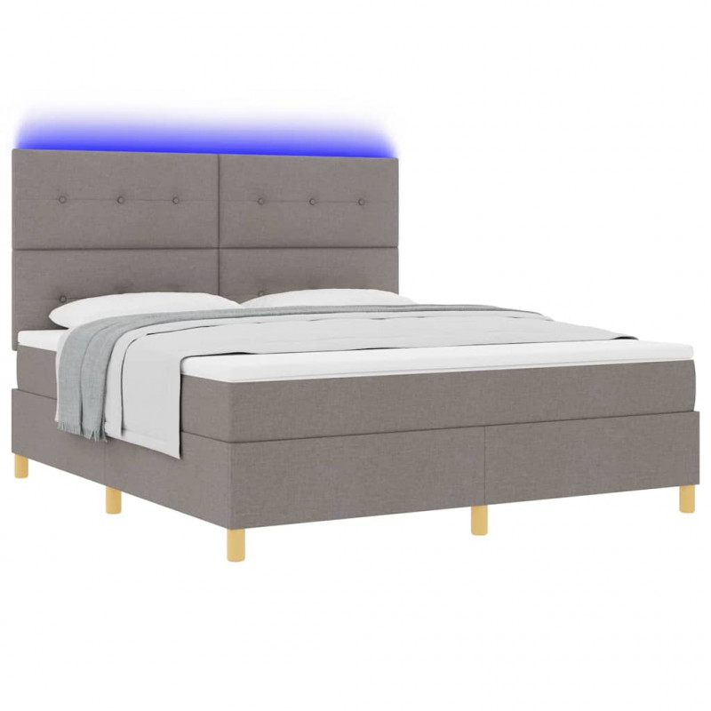 Łóżko z sprężyną LED Ciemnoszary 180 x 200 cm tkanina