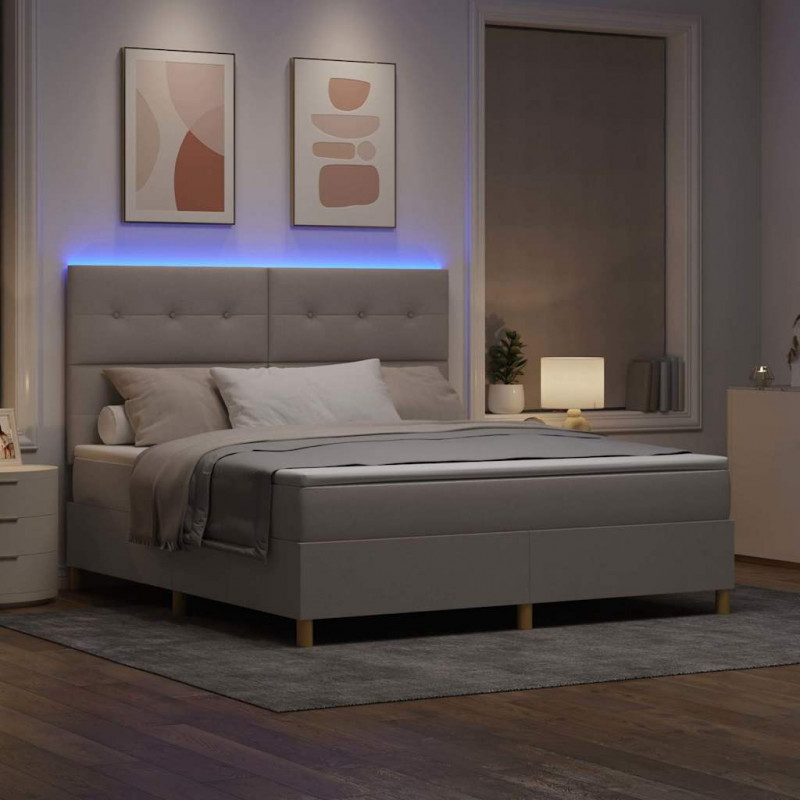 Łóżko z sprężyną LED Ciemnoszary 180 x 200 cm tkanina