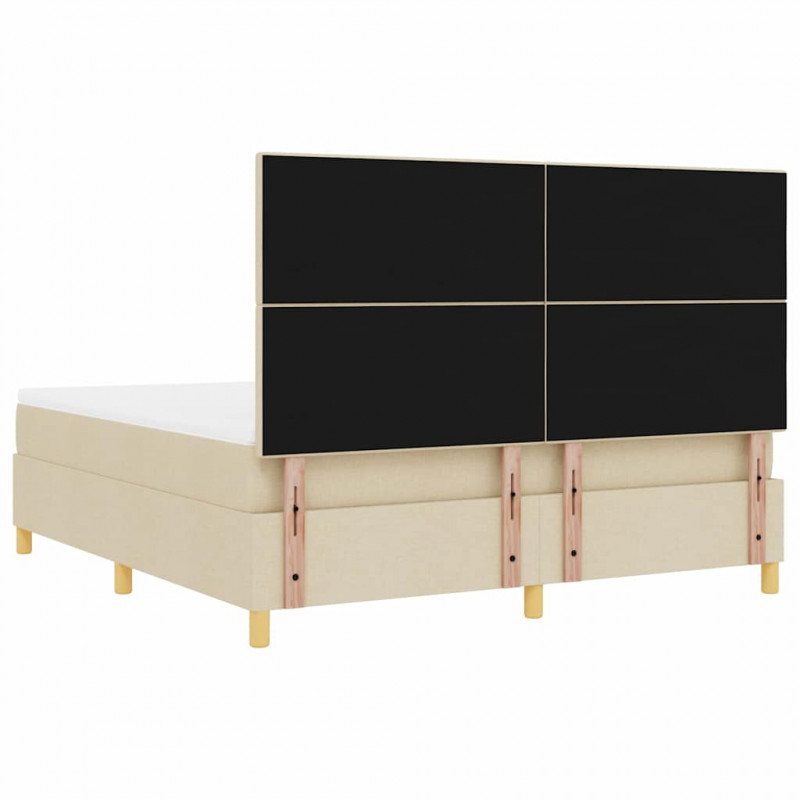 Łóżko z sprężyną LED z materacem Kremowy 180 x 200 cm tkanina