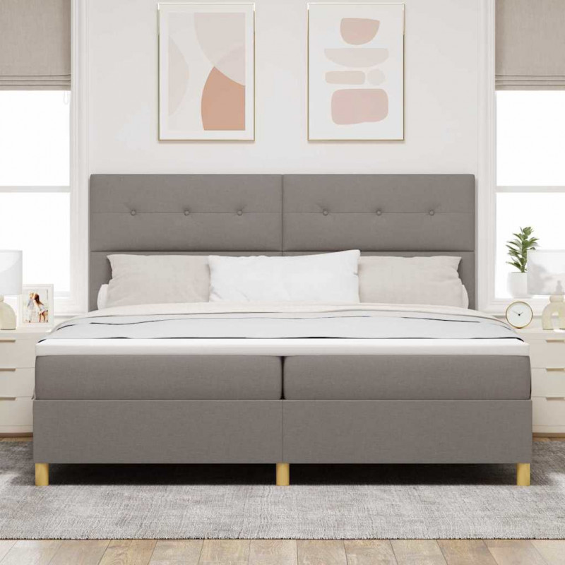 Łóżko z sprężyną LED Ciemnoszary 200 x 200 cm tkanina