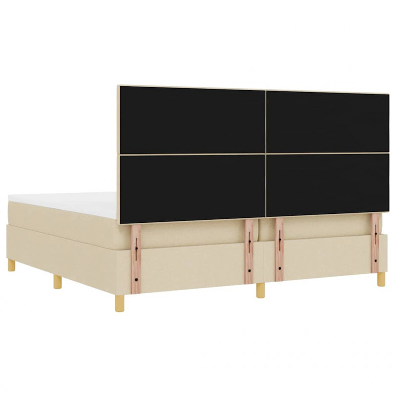 Łóżko z sprężyną LED z materacem Kremowy 200 x 200 cm tkanina