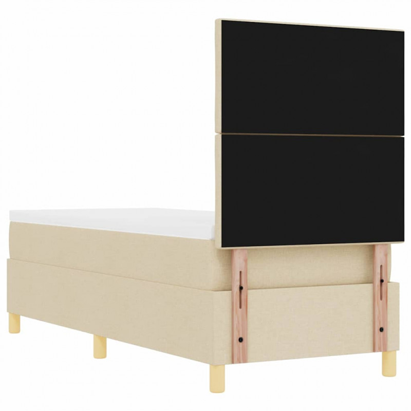 Łóżko z sprężyną LED z materacem Kremowy 80 x 200 cm tkanina