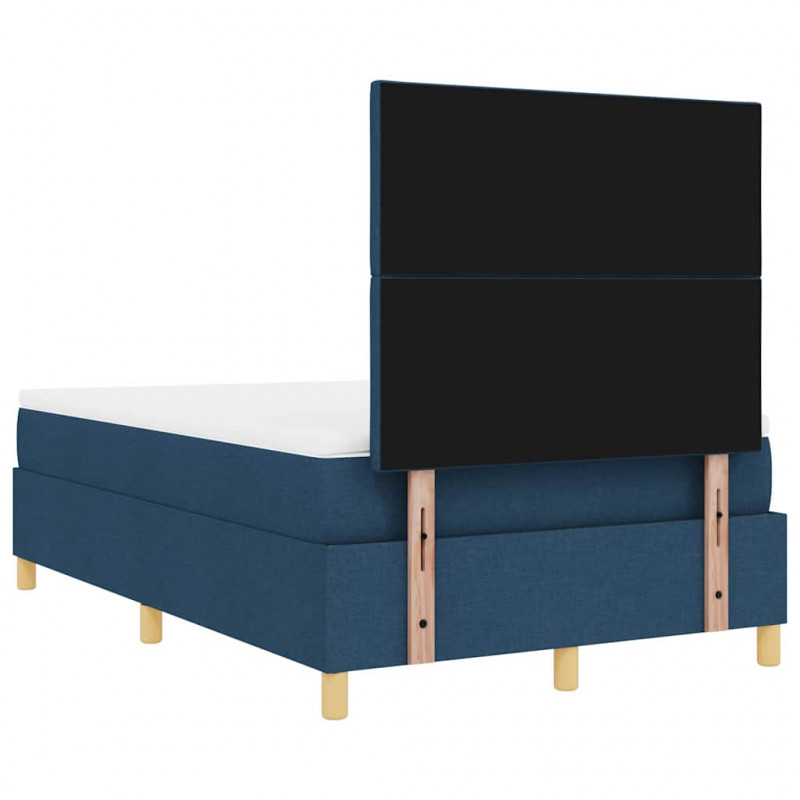 Łóżko z sprężyną LED z materacem Niebieski 120 x 190 cm tkanina