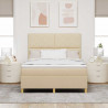 Łóżko z sprężyną LED z materacem Kremowy 160 x 200 cm tkanina