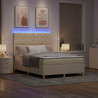 Łóżko z sprężyną LED z materacem Kremowy 160 x 200 cm tkanina