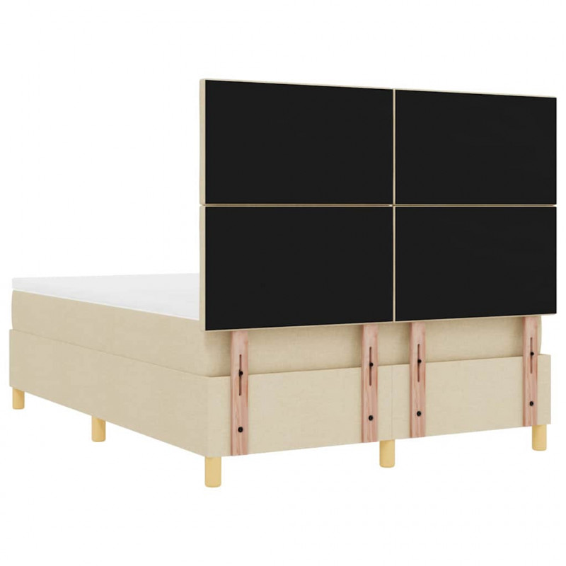 Łóżko z sprężyną LED z materacem Kremowy 160 x 200 cm tkanina