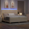 Łóżko z sprężyną LED z materacem Kremowy 200 x 200 cm tkanina
