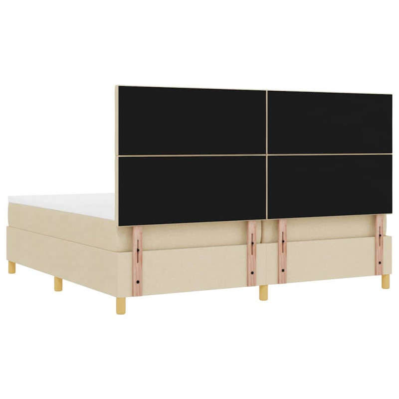 Łóżko z sprężyną LED z materacem Kremowy 200 x 200 cm tkanina