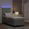 Łóżko z sprężyną LED z materacem Jasnoszary 80 x 200 cm tkanina