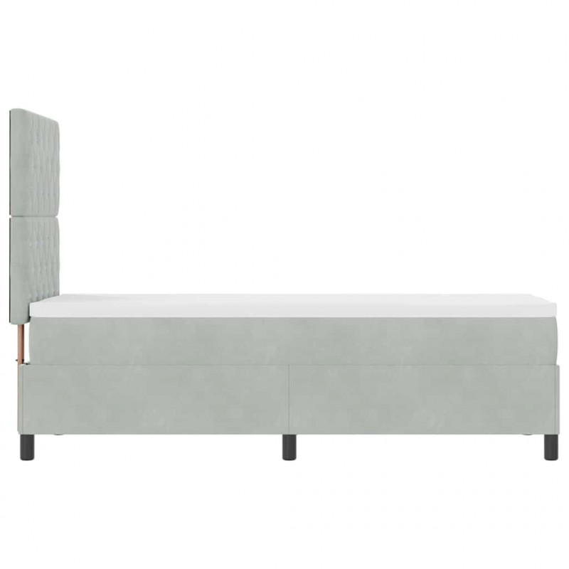 Łóżko z sprężyną LED z materacem Jasnoszary 80 x 200 cm tkanina