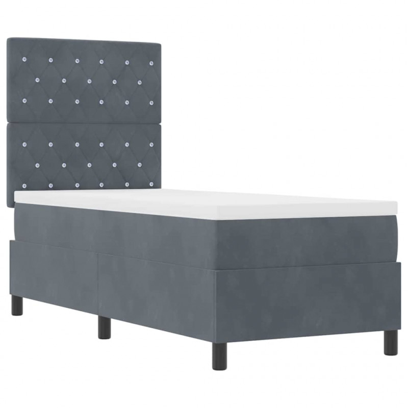 Łóżko z sprężyną LED Ciemnoszary 80 x 200 cm tkanina