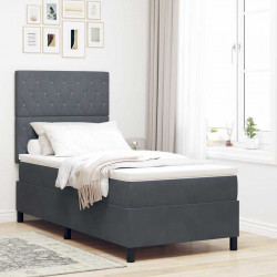 Łóżko z sprężyną LED Ciemnoszary 90 x 190 cm Aksamit