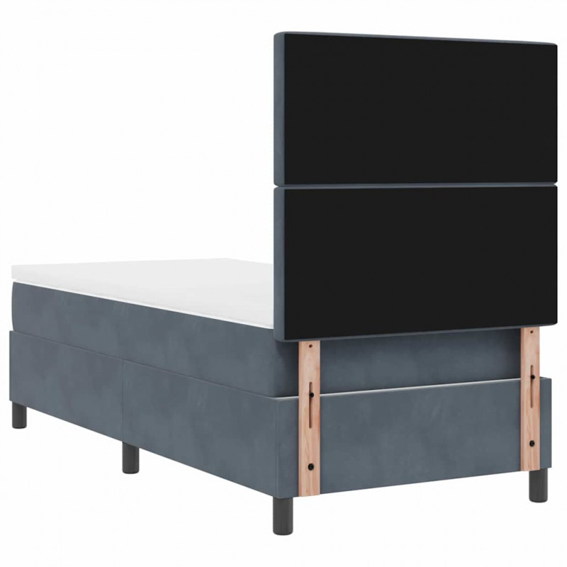 Łóżko z sprężyną LED Ciemnoszary 90 x 200 cm Aksamit