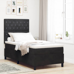 Łóżko z sprężyną LED z materacem Czarny 100 x 200 cm Aksamit