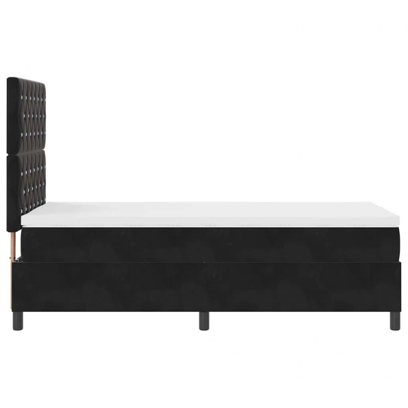 Łóżko z sprężyną LED z materacem Czarny 100 x 200 cm Aksamit